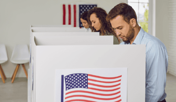 Voters at the polling boxes