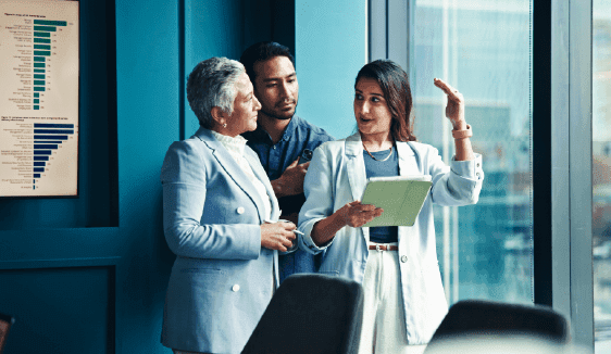 Campaign strategists reviewing data